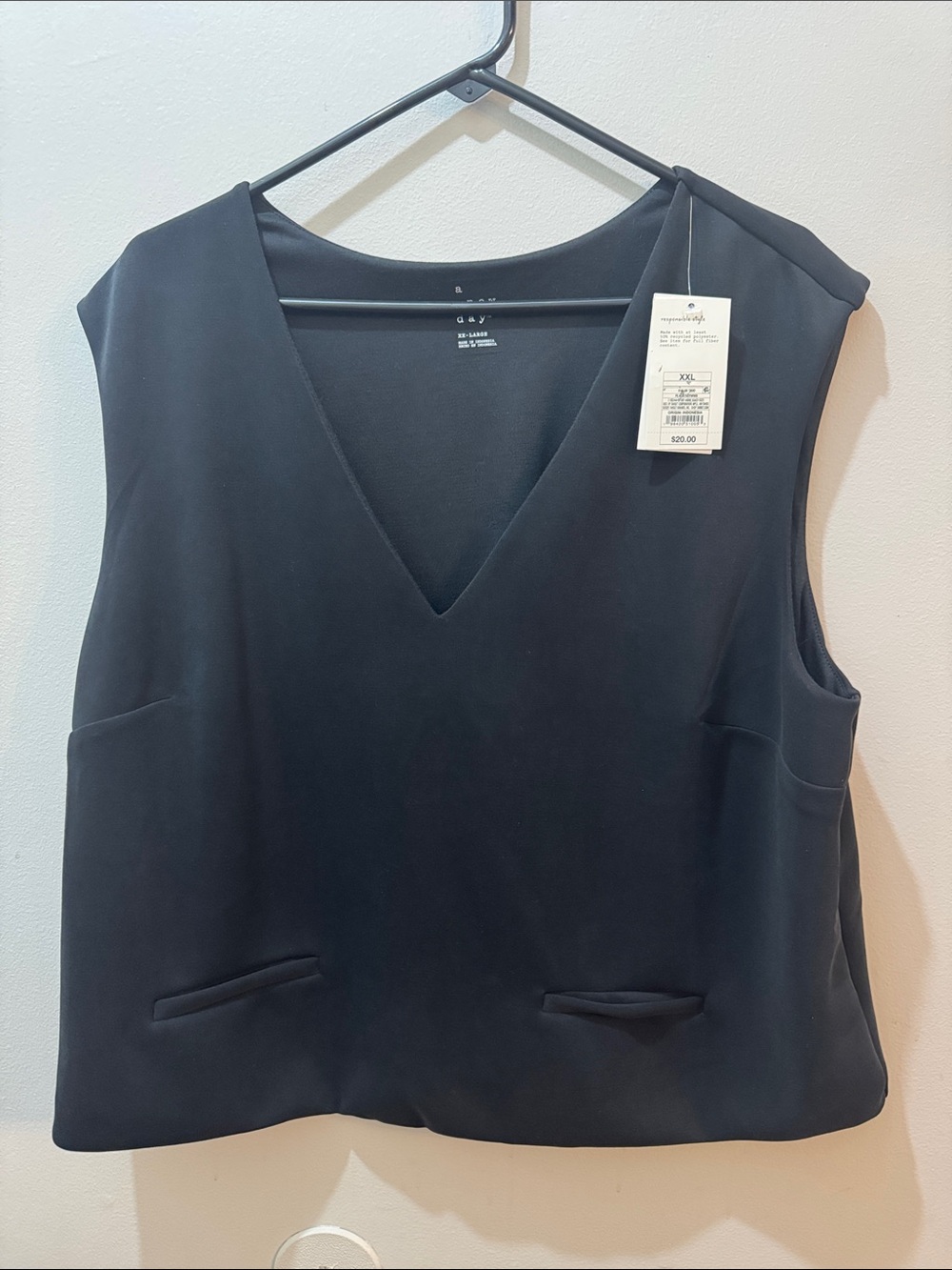 A New Day Black V-Neck Sleeveless Shell Top